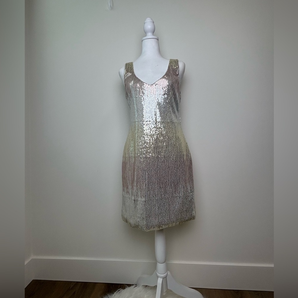 AUW Ombré Sequin Sleeveless Party Dress | Size L - Picture 2 of 8